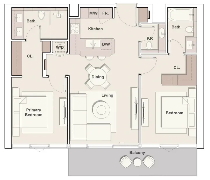 2 BR floor plan