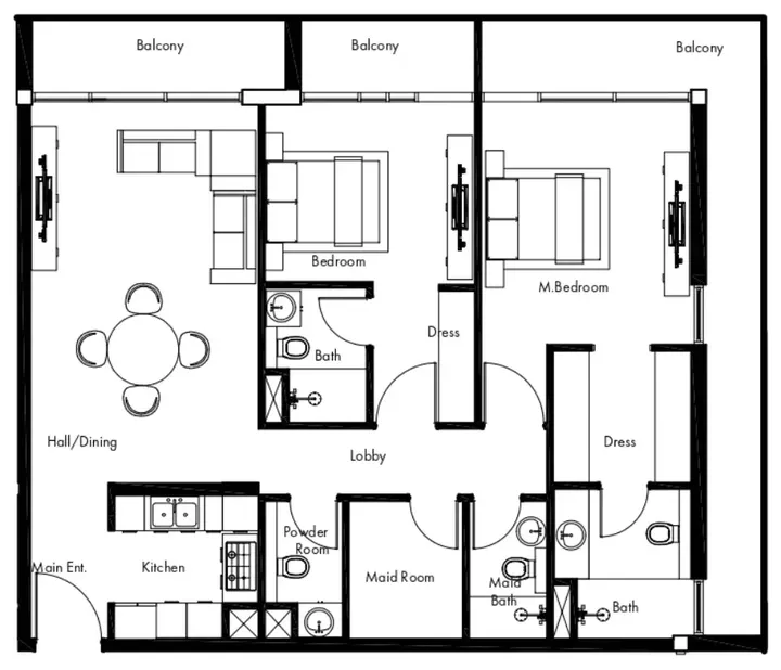 2 BR floor plan