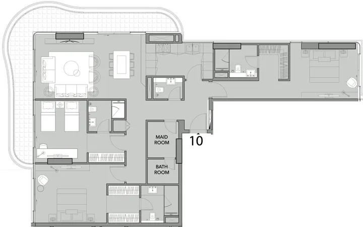3 BR floor plan