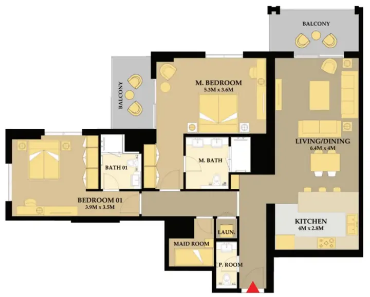 2 BR floor plan