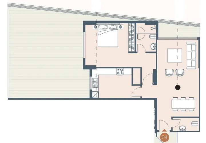 1 BR floor plan