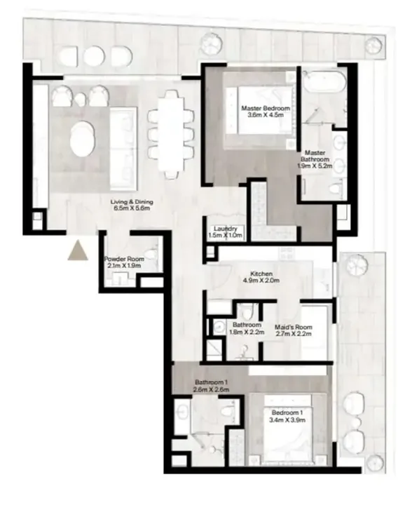 2 BR floor plan