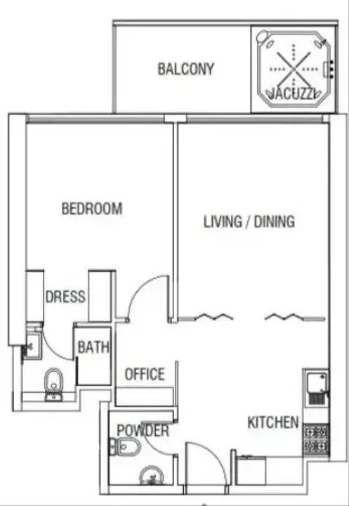 1 BR floor plan