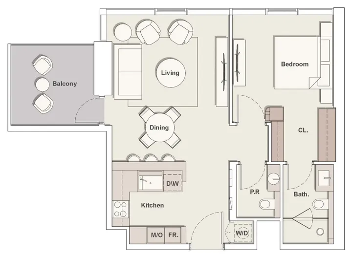 1 BR floor plan
