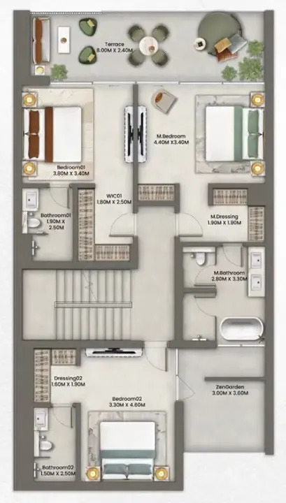 3 BR floor plan