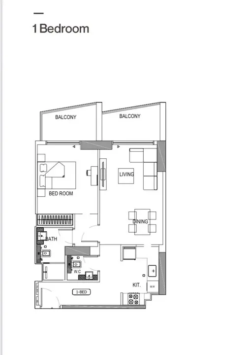 1 BR floor plan
