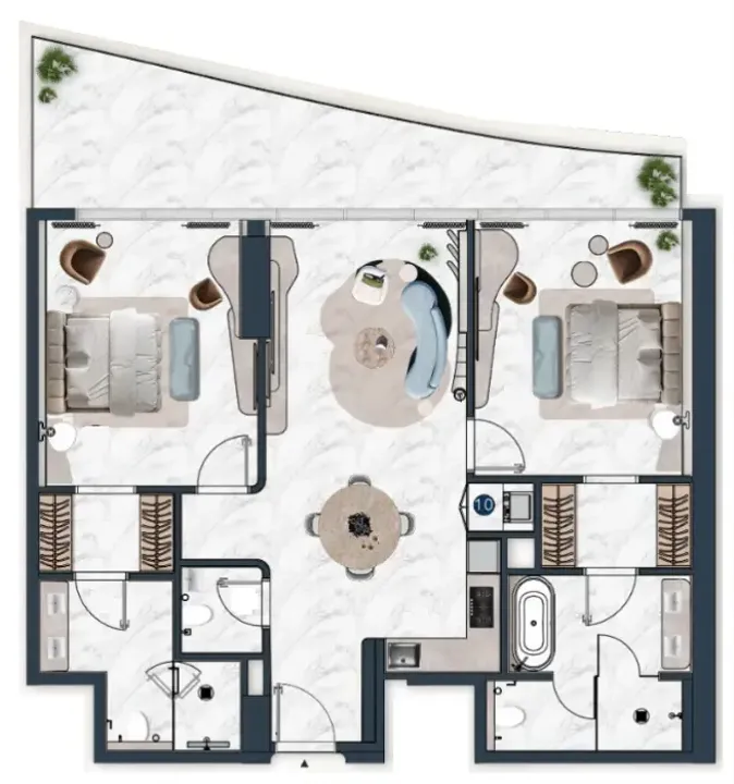 2 BR floor plan