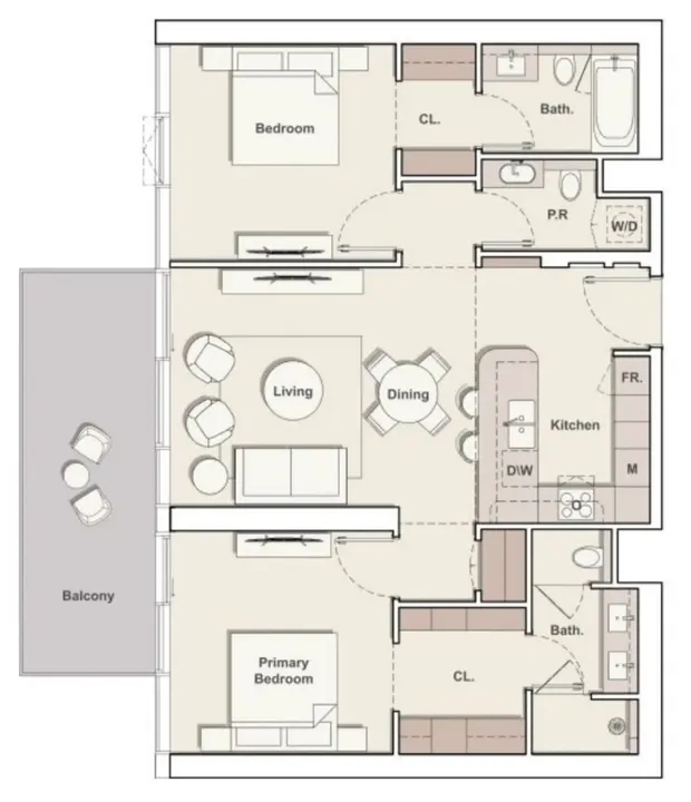 2 BR floor plan