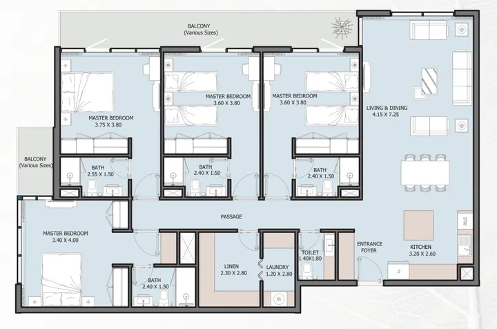 4 BR floor plan