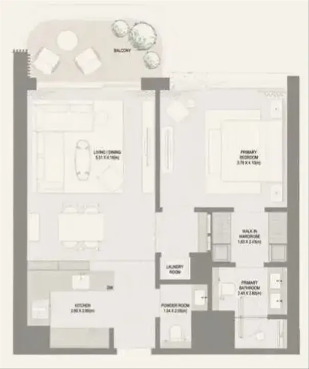 1 BR floor plan