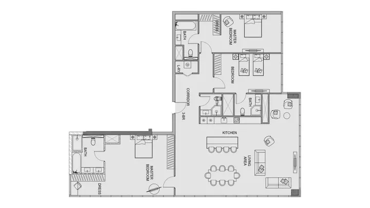 3 BR floor plan