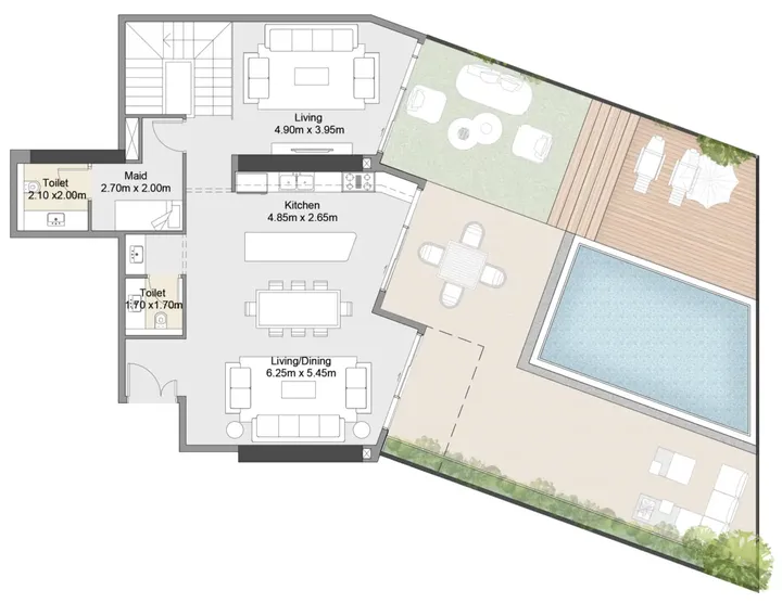 3 BR floor plan