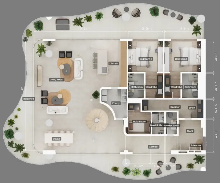 4 BR floor plan