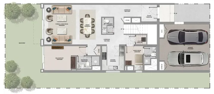 3 BR floor plan