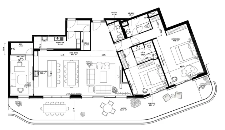 2 BR floor plan