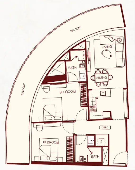 2 BR floor plan