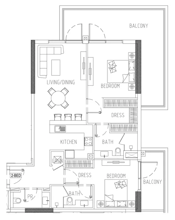 2 BR floor plan