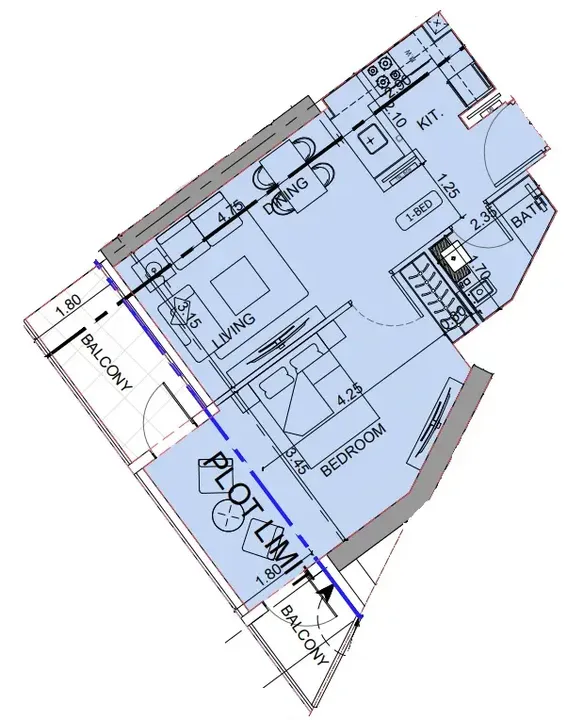 1 BR floor plan