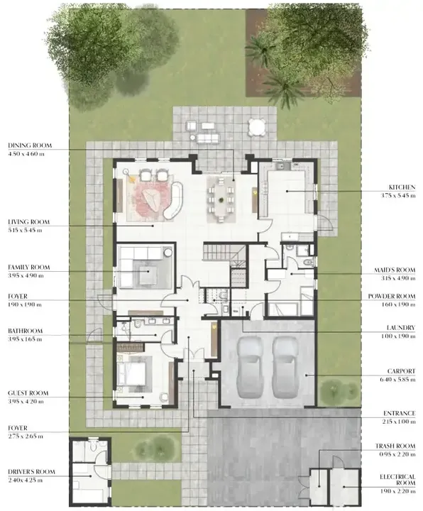 5 BR floor plan