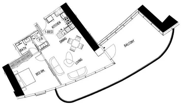 1 BR floor plan