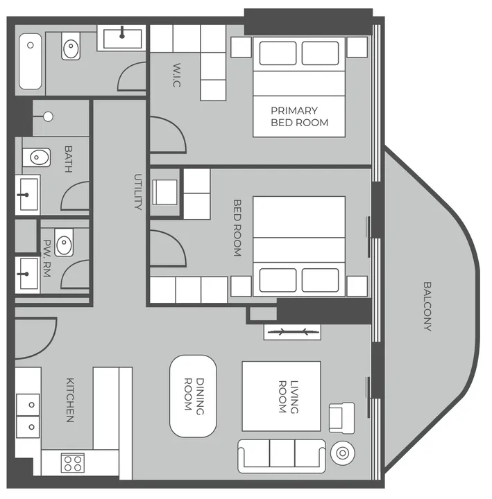 2 BR floor plan