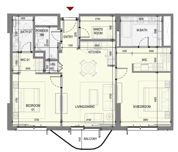 2 BR floor plan