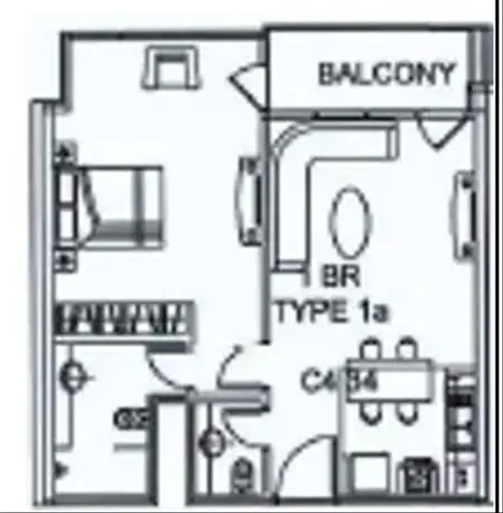 1 BR floor plan