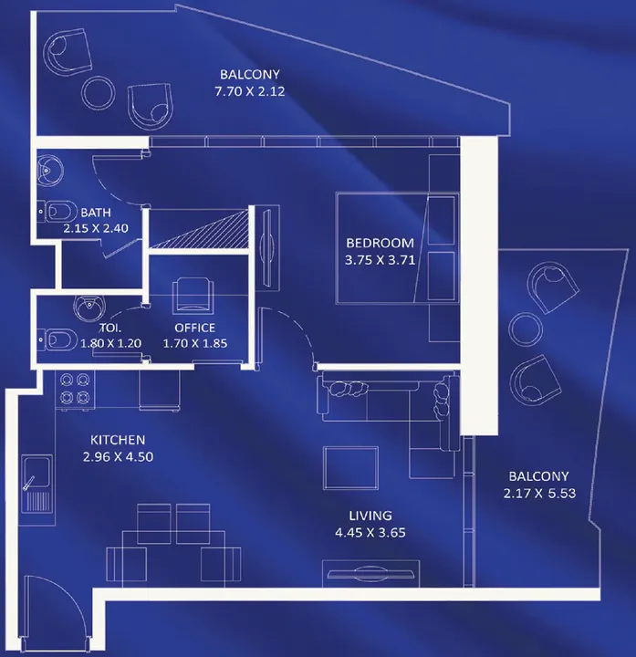 1 BR floor plan