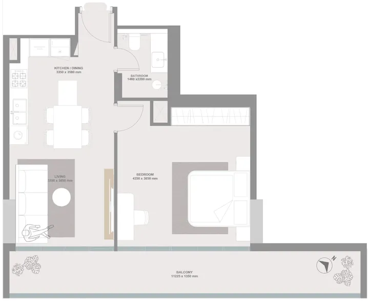 1 BR floor plan