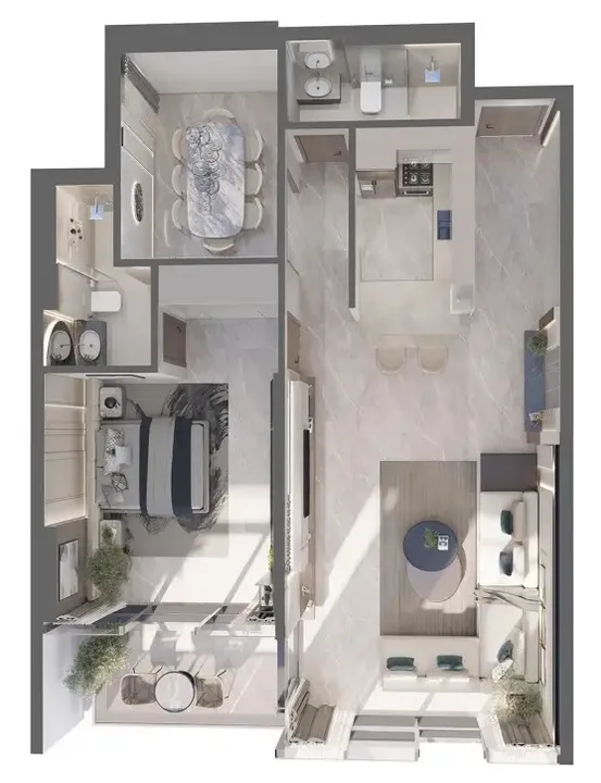 1 BR floor plan