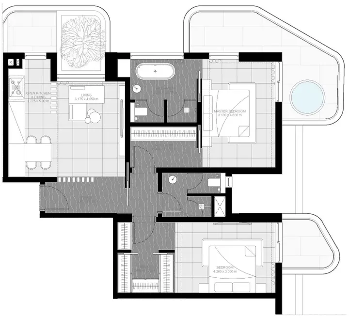 2 BR floor plan