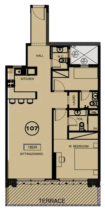 1 BR floor plan