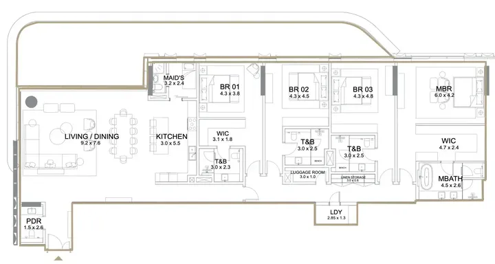 4 BR floor plan