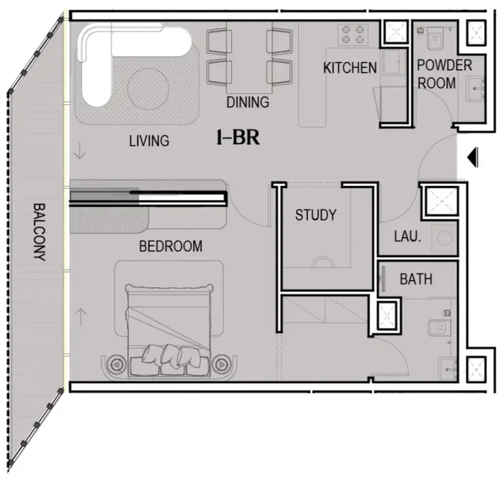 1 BR floor plan