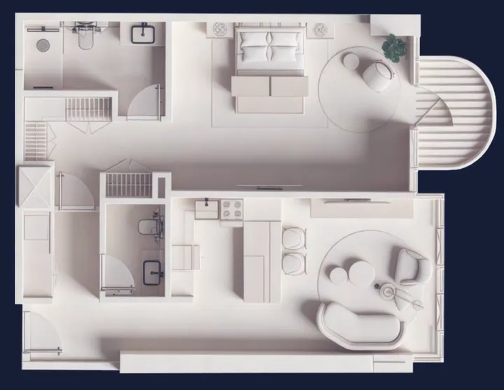 1 BR floor plan