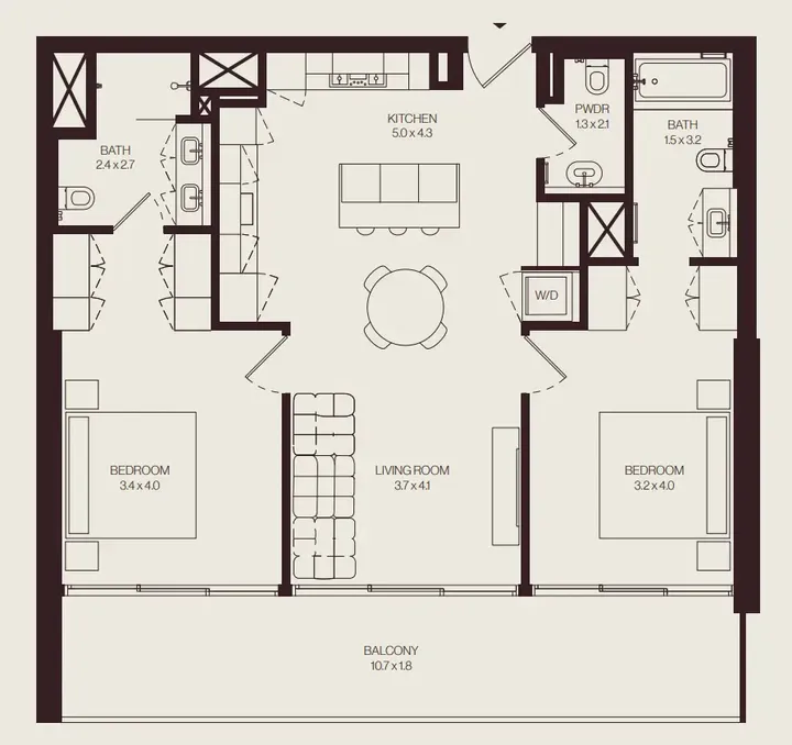 2 BR floor plan