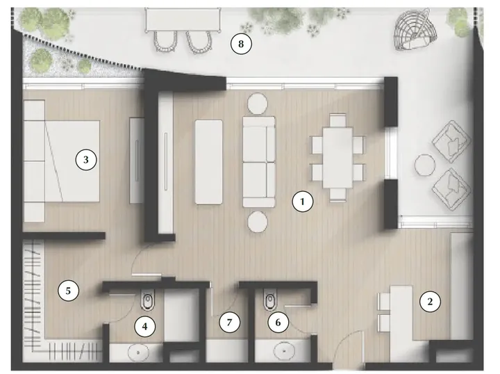 1 BR floor plan