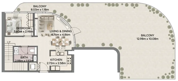 3 BR floor plan