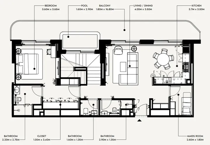 4 BR floor plan