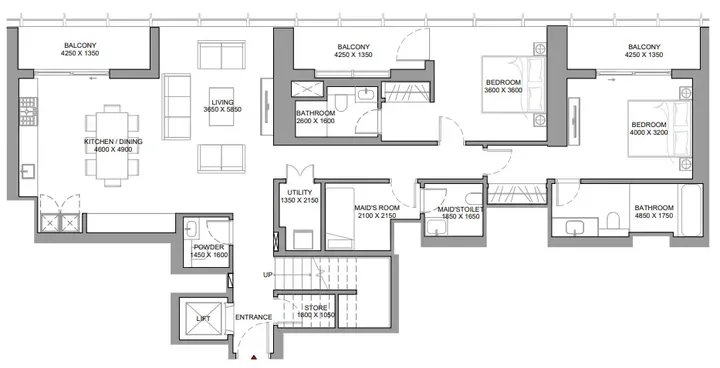 4 BR floor plan