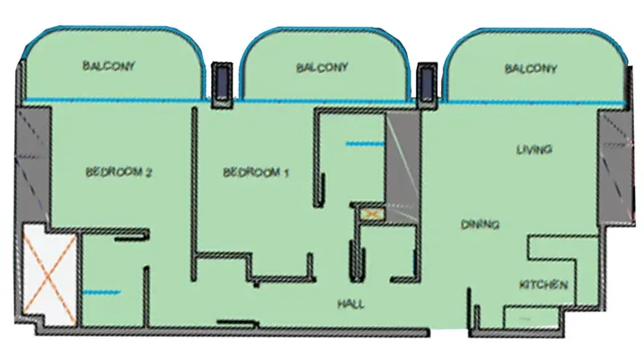 2 BR floor plan