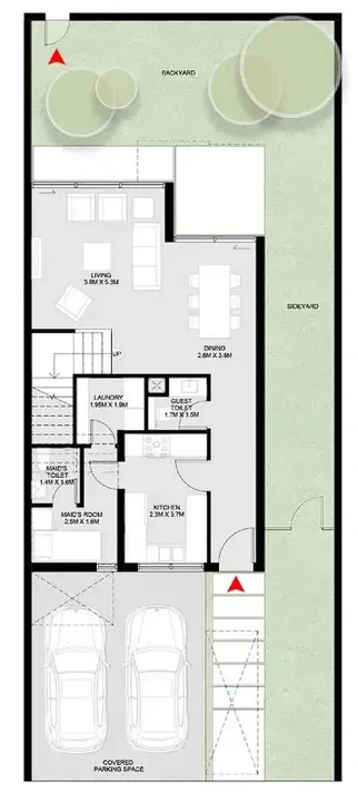 3 BR floor plan