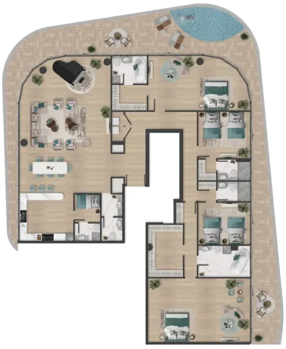 4 BR floor plan