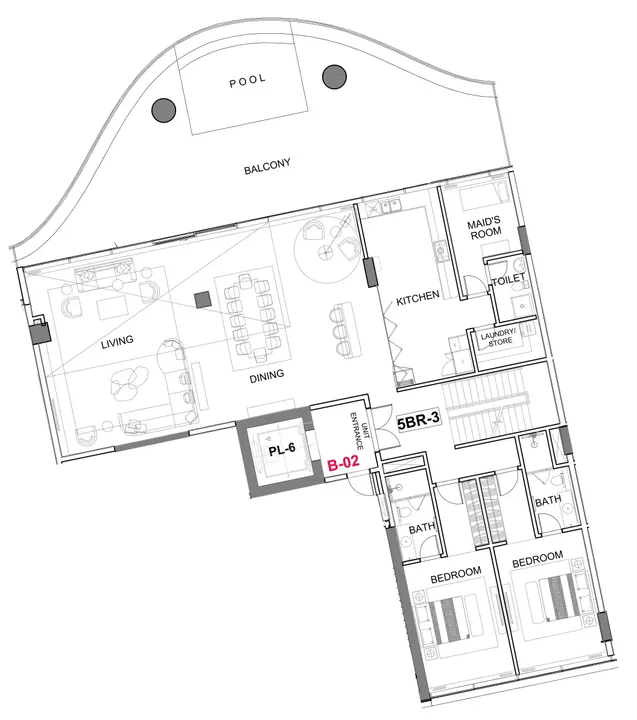 5 BR floor plan