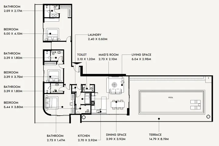 3 BR floor plan