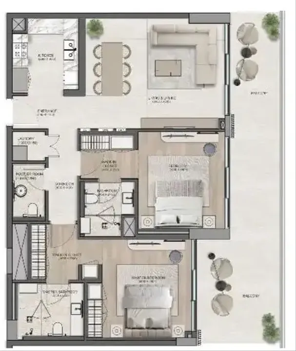 2 BR floor plan