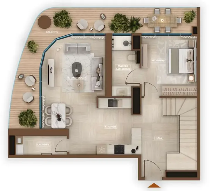 3 BR floor plan