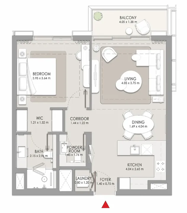 1 BR floor plan