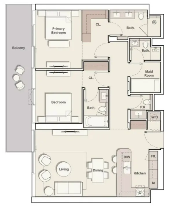 2 BR floor plan