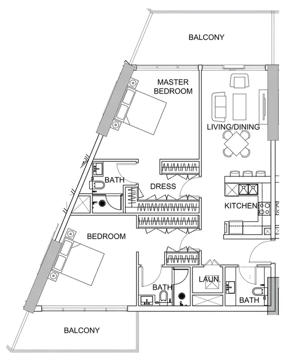 2 BR floor plan